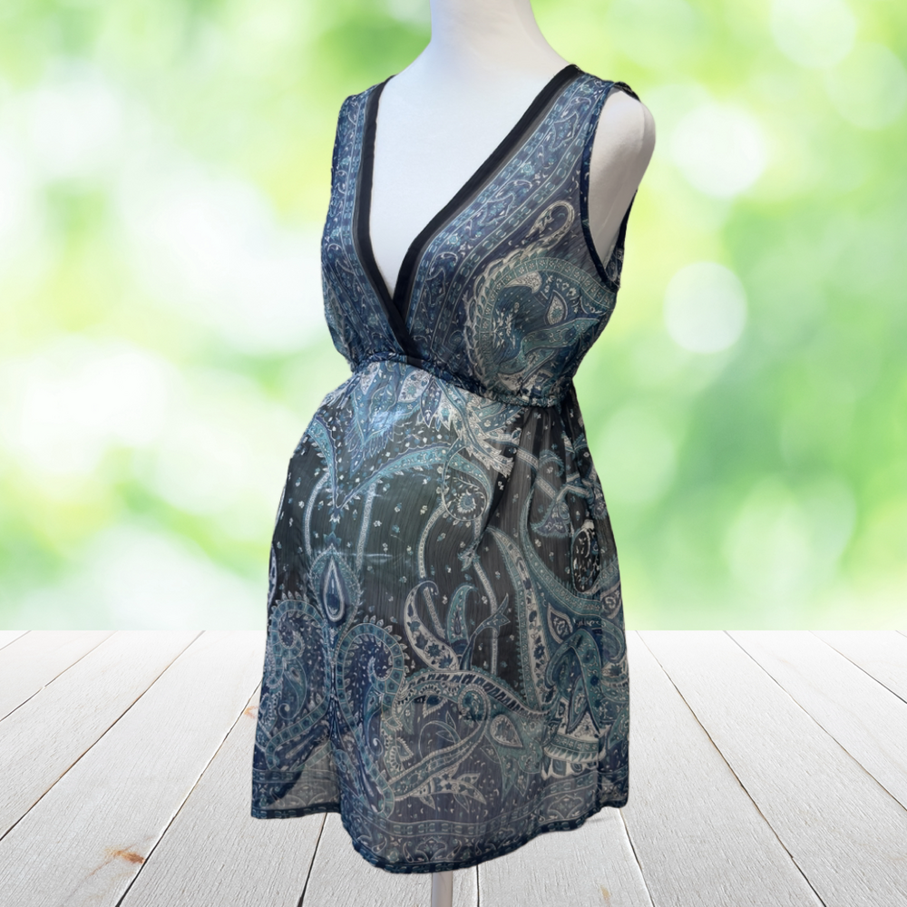 Vintage Y2K A PEA IN THE POD Maternity Top Sheer Paisley Empire Waist Size S